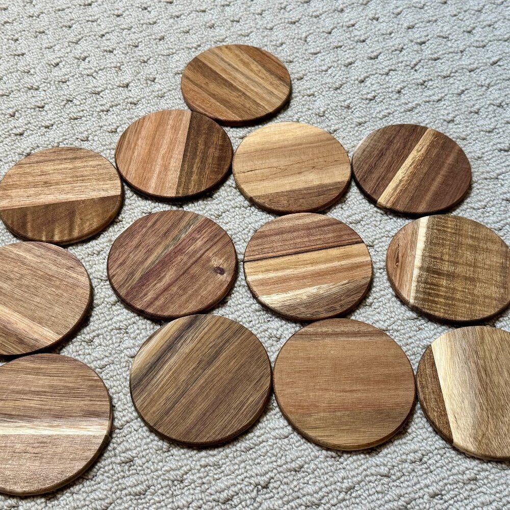 13 Dark Colored Wood Round Coasters Unfinished Untreated - Arts & Crafts -